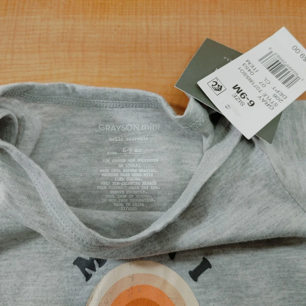 Grayson Mini Baby Bodysuit Bundle 3pc  Gray Yellow White 6-9M 18M 24M‎